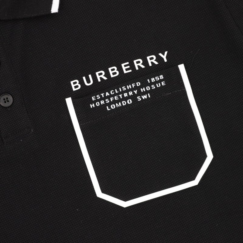 Burberry Black Polo Shirt with White Trim view