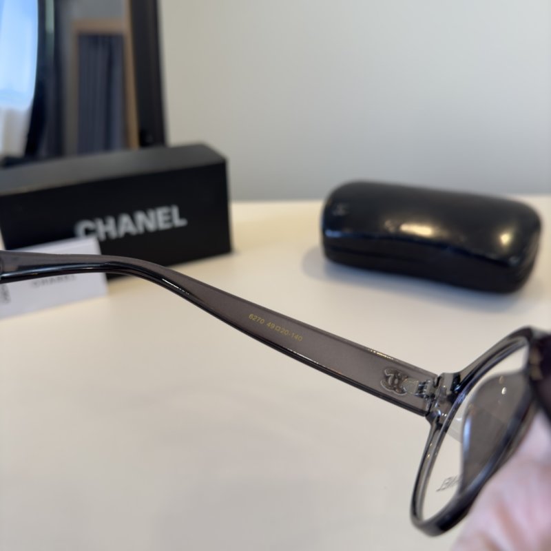 Chanel Blue Light Blocking Round Frame Glasses Black view