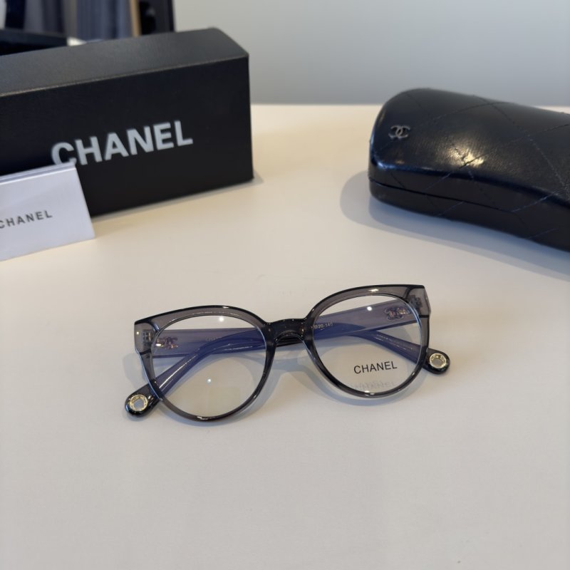 Chanel Blue Light Blocking Round Frame Glasses Black view