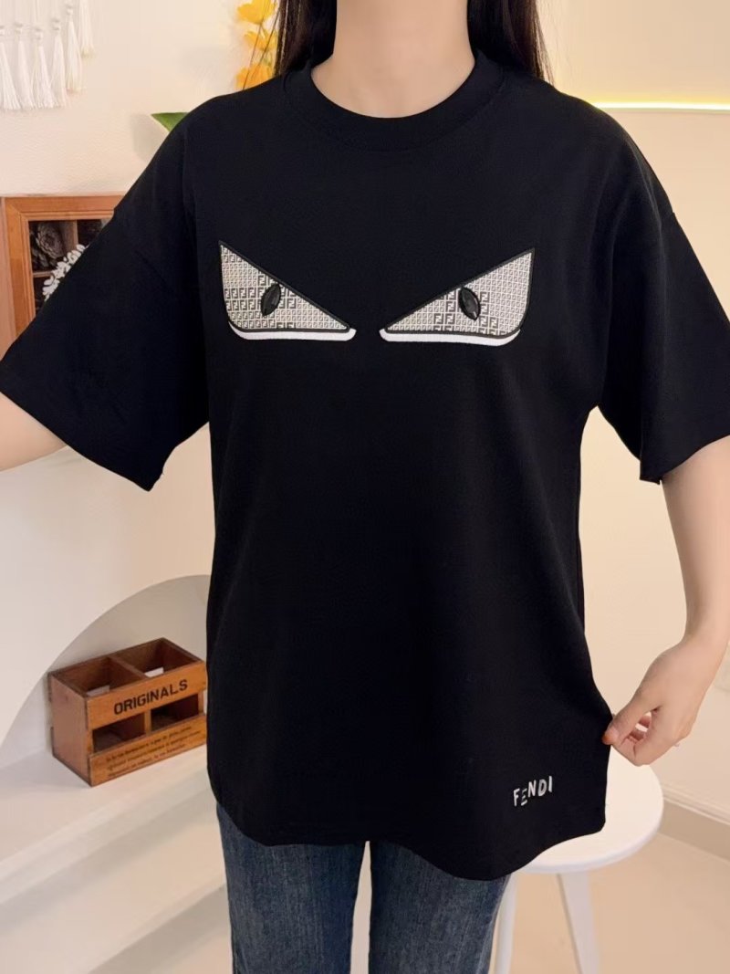 Fendi Black Monster Eyes Short Sleeve T-Shirt