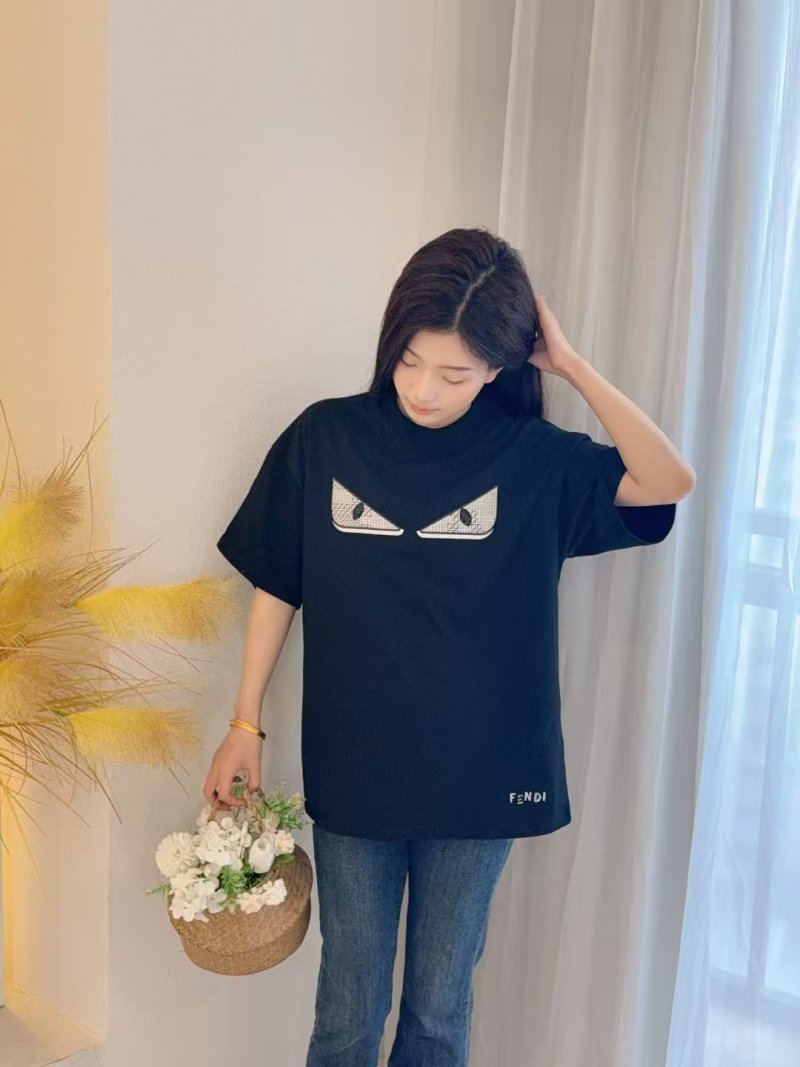 Fendi Black Monster Eyes Short Sleeve T-Shirt view
