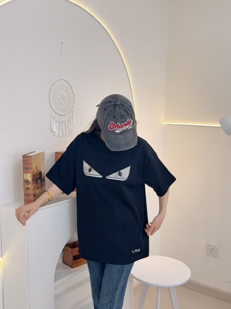 Fendi Black Monster Eyes Short Sleeve T-Shirt view
