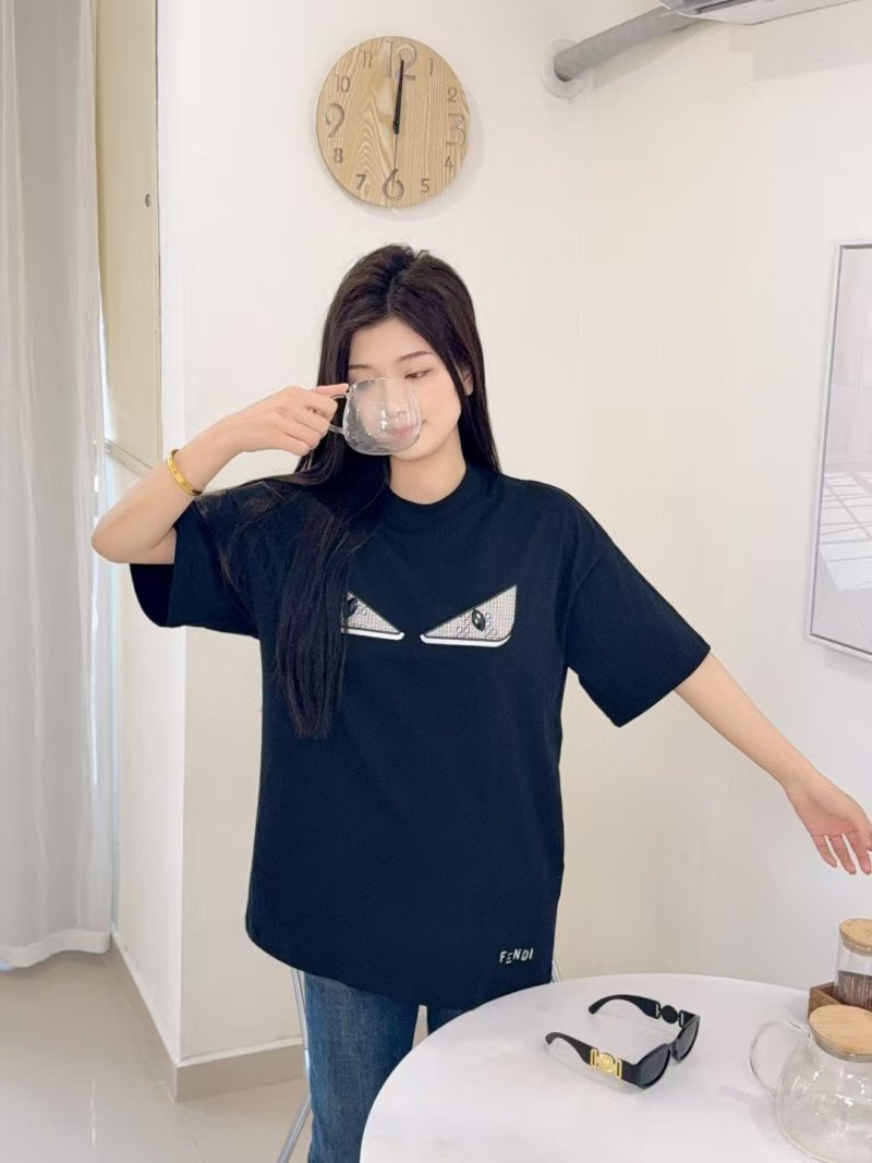 Fendi Black Monster Eyes Short Sleeve T-Shirt view
