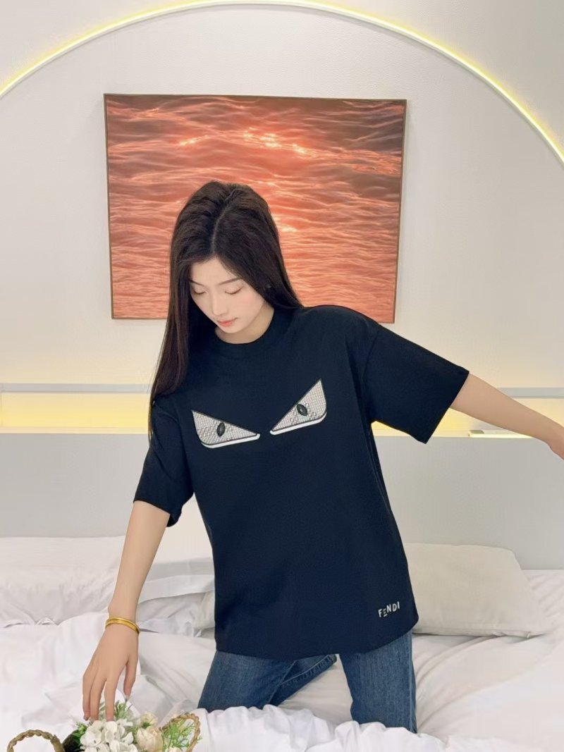 Fendi Black Monster Eyes Short Sleeve T-Shirt view