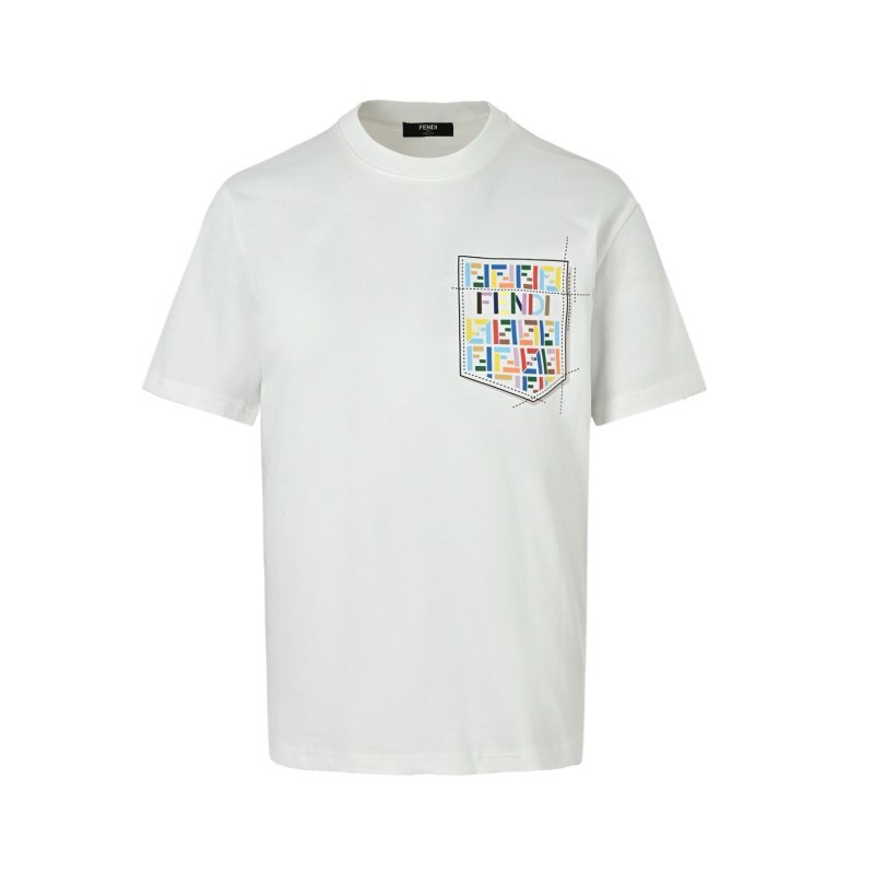 Fendi Multicolor Logo Pocket White T-Shirt view
