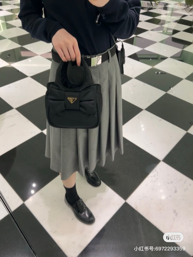 Prada Black Nylon Bow Shoulder Bag view