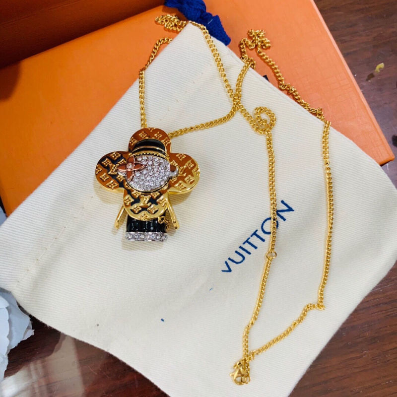 Louis Vuitton Vivienne DJ Sunflower Crystal Gold Pendant Necklace