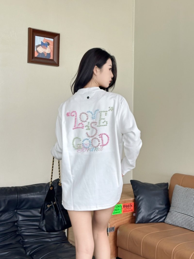 White Oversized Long Sleeve Graphic T-Shirt - Colorful Brand Print view