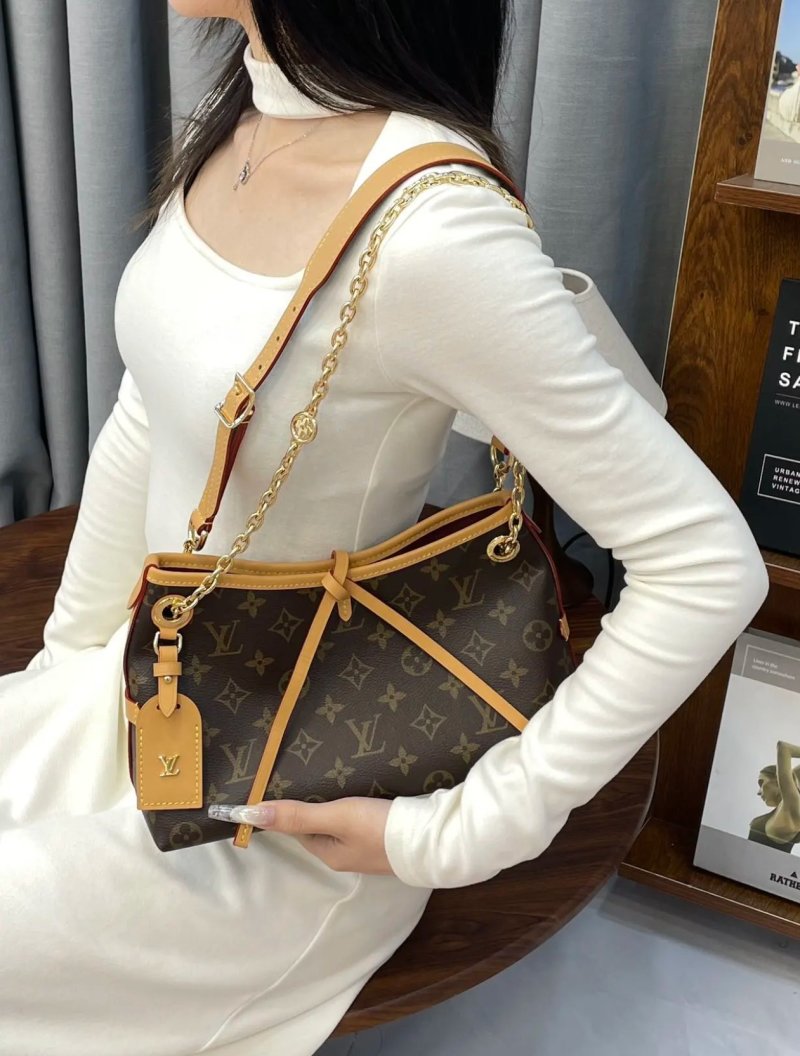 Louis Vuitton Monogram Canvas Shoulder Bag with Gold Chain Strap