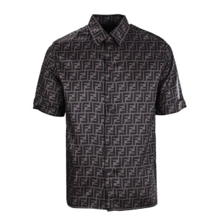 Fendi FF Monogram Brown Short Sleeve Shirt view 5