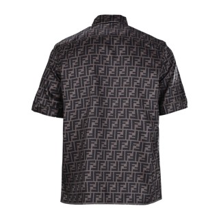 Fendi FF Monogram Brown Short Sleeve Shirt view 7