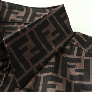 Fendi FF Monogram Brown Short Sleeve Shirt view 10