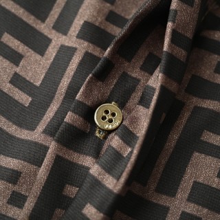 Fendi FF Monogram Brown Short Sleeve Shirt view 12