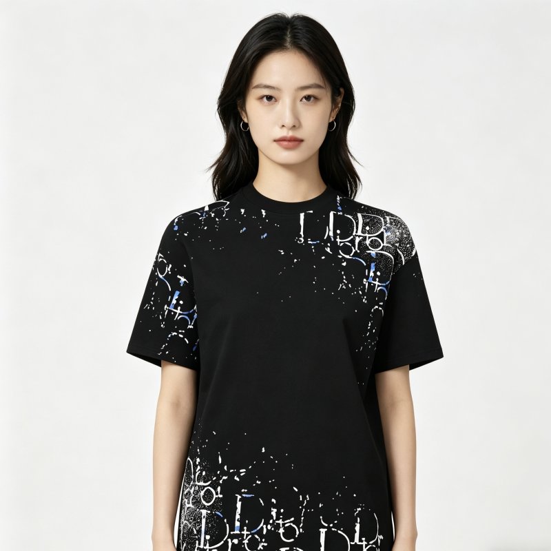 Dior Black Splatter Logo Graphic T-Shirt