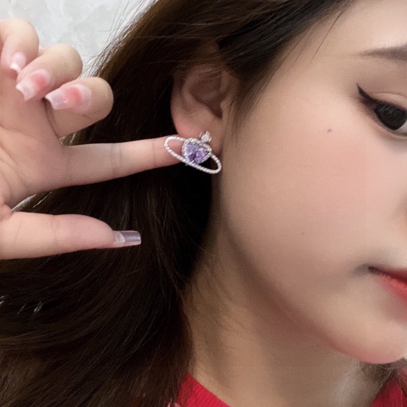Vivienne Westwood Orb Planet Crystal Stud Earrings Silver view