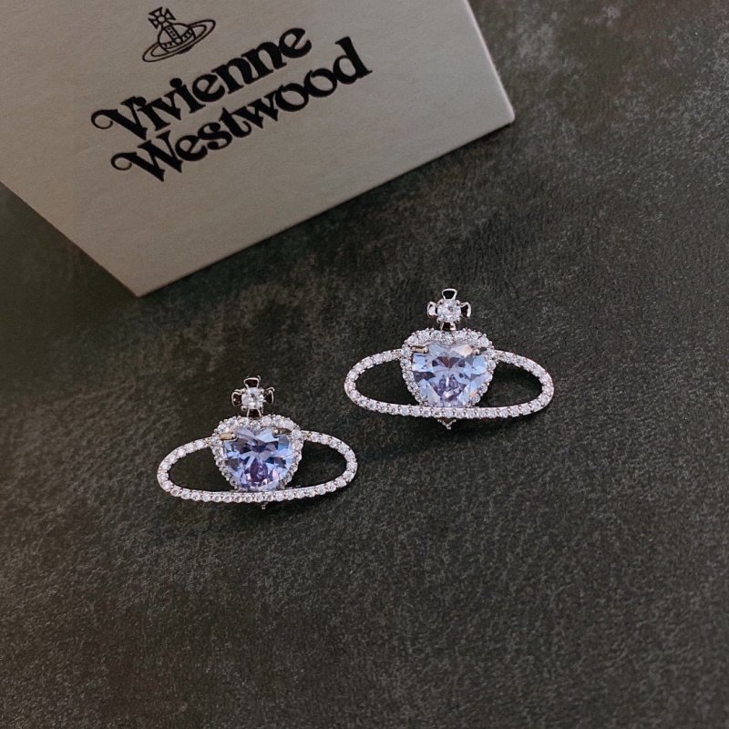 Vivienne Westwood Orb Planet Crystal Stud Earrings Silver view