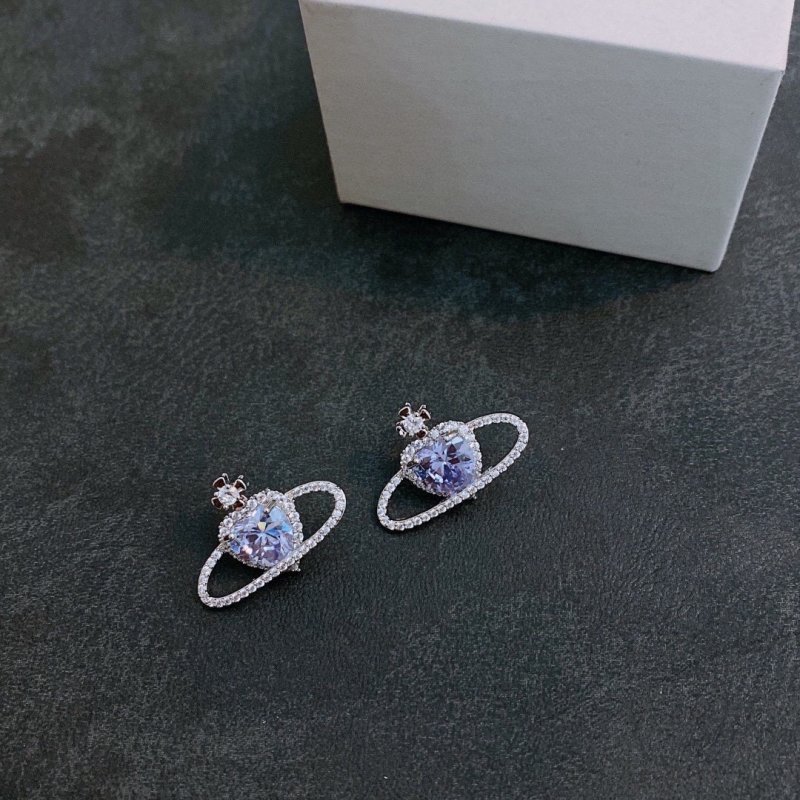 Vivienne Westwood Orb Planet Crystal Stud Earrings Silver view