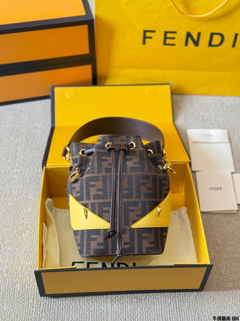 Fendi Vintage Monster Eye Bucket Bag Yellow & Brown