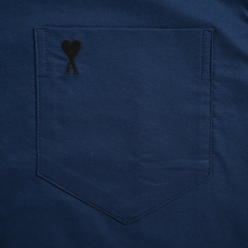 Navy Blue Short Sleeve Button-Up Shirt view