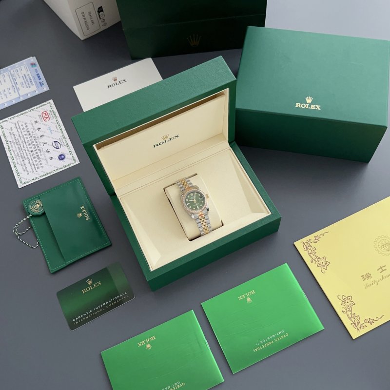 Rolex Datejust 31mm Two-Tone Green Dial Diamond Watch