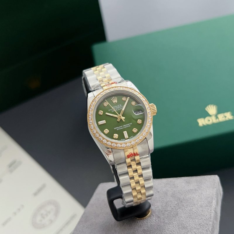 Rolex Datejust 31mm Two-Tone Green Dial Diamond Watch view