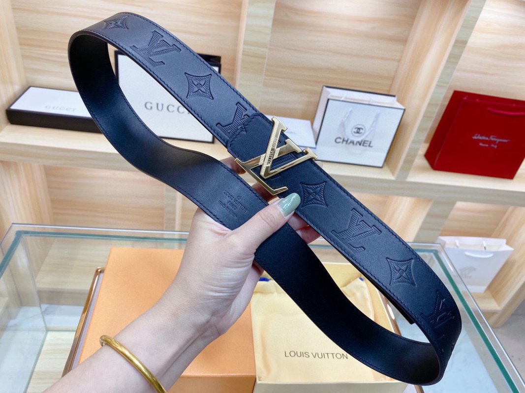 Louis Vuitton Monogram Navy Leather Belt with Gancio Buckle view