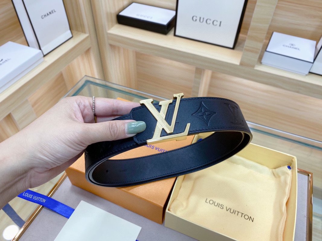 Louis Vuitton Monogram Navy Leather Belt with Gancio Buckle view