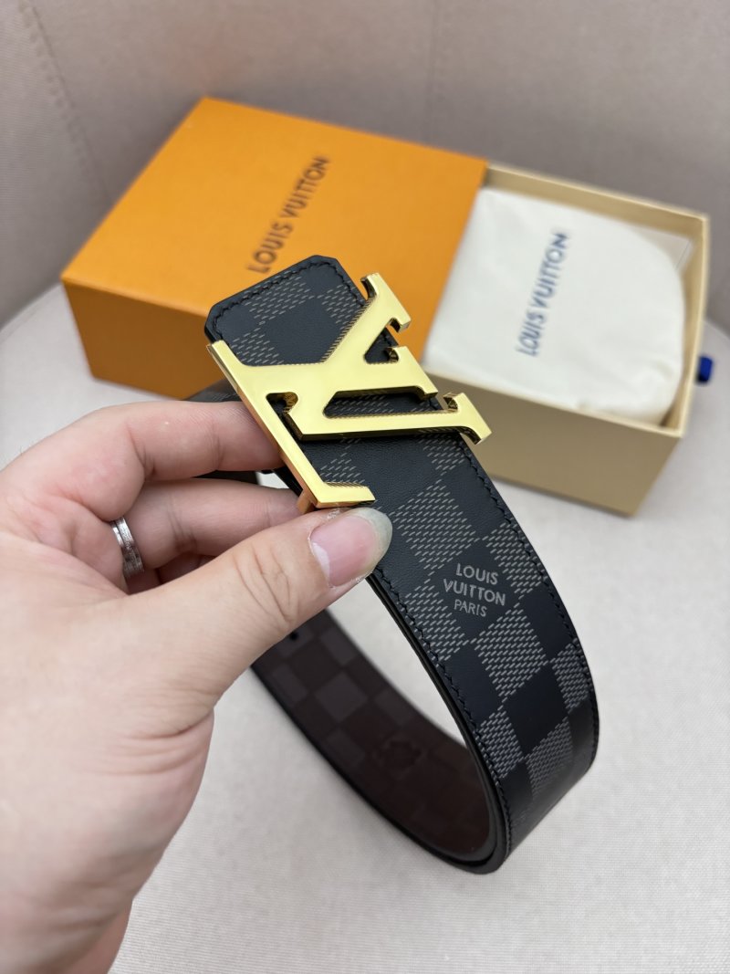 Louis Vuitton Damier Graphite Reversible Belt Gold Buckle