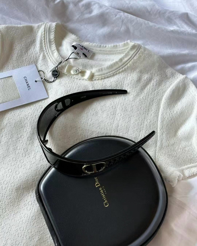 Chanel Black Oval Sunglasses with Headband 2-in-1