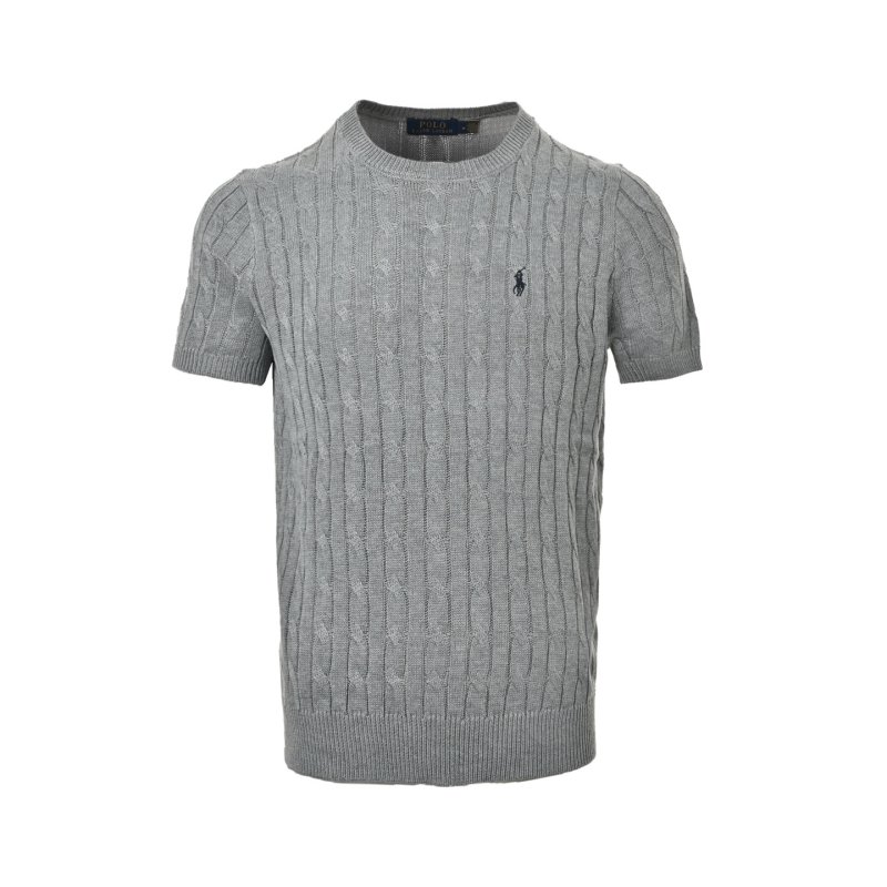Grey Cable Knit Short Sleeve T-Shirt view