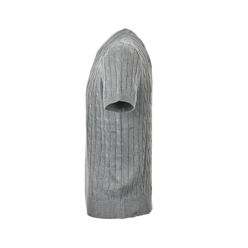Grey Cable Knit Short Sleeve T-Shirt view