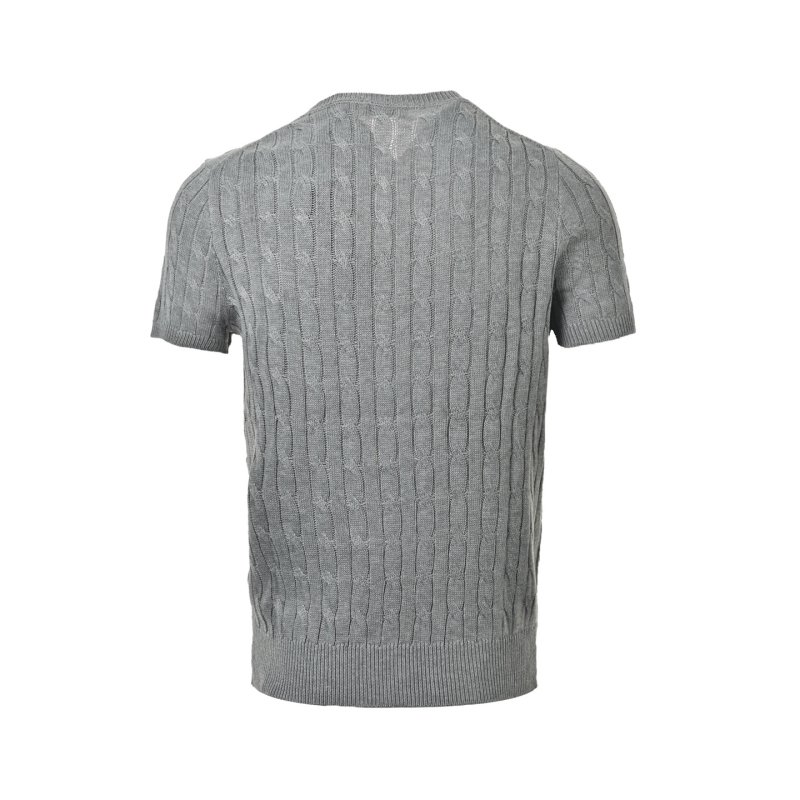 Grey Cable Knit Short Sleeve T-Shirt view