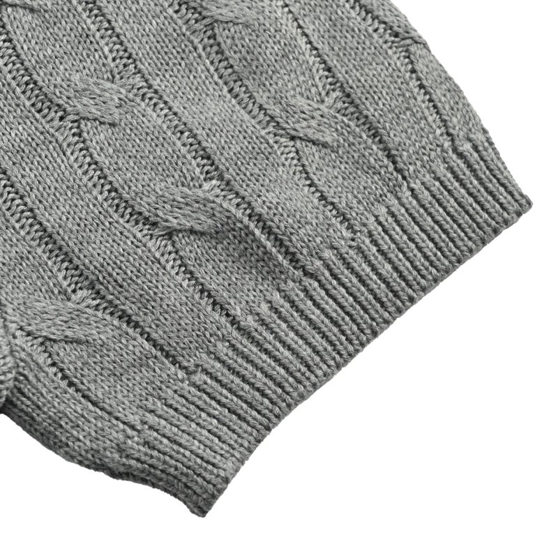 Grey Cable Knit Short Sleeve T-Shirt view
