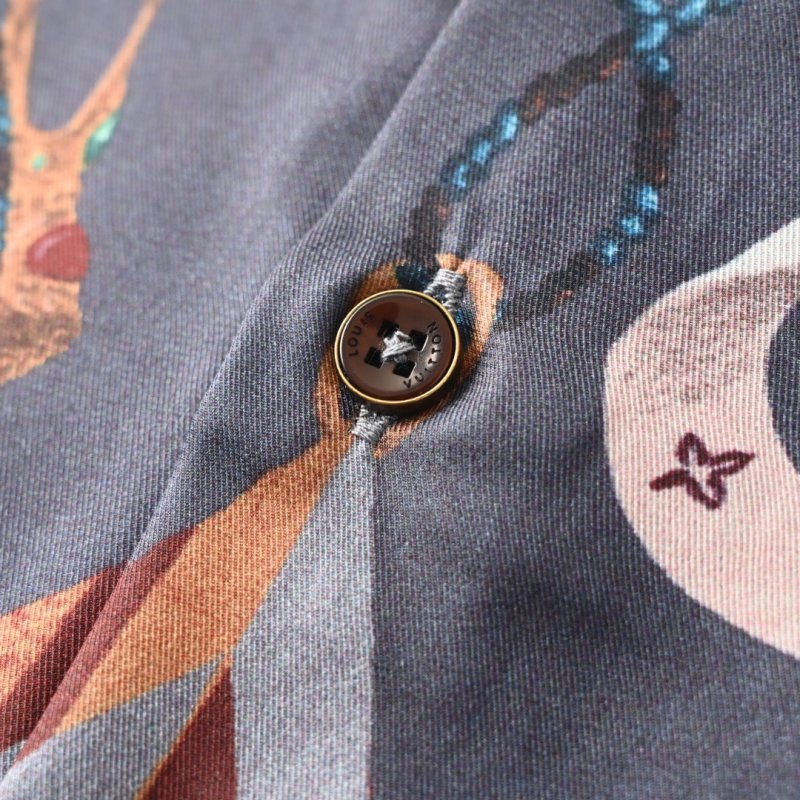 Louis Vuitton Crown Print Silk Long Sleeve Shirt Navy view
