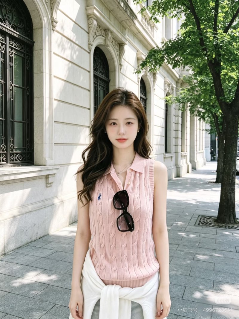 Pink Cable Knit Sleeveless Vest view