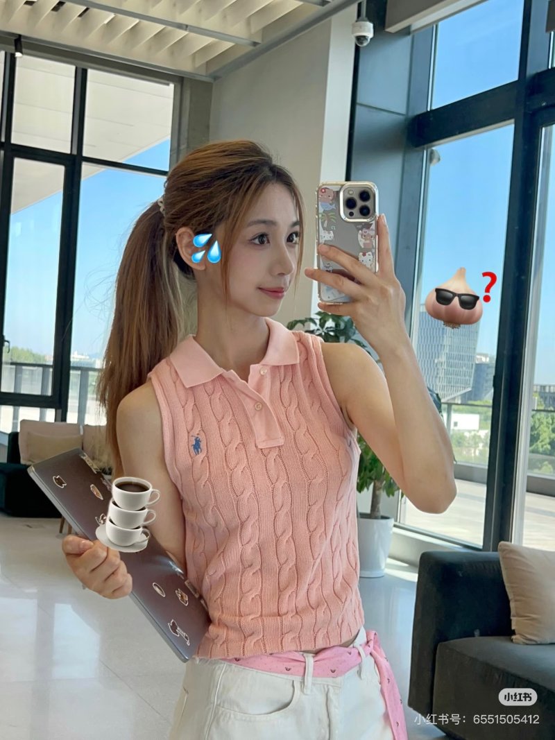 Pink Cable Knit Sleeveless Vest view