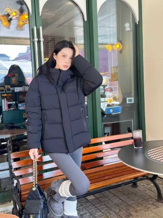 Black Puffer Down Jacket – Warm Winter Coat view 3