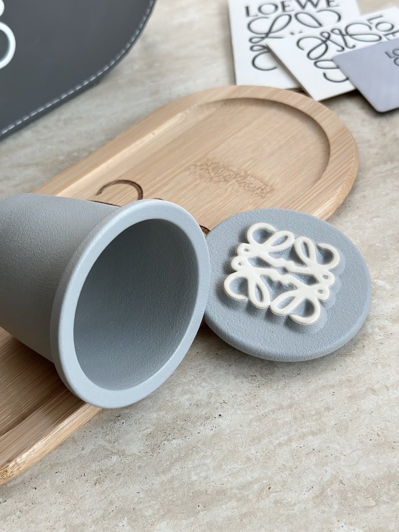 Loewe Ceramic Tea Caddy Lid - Grey & White