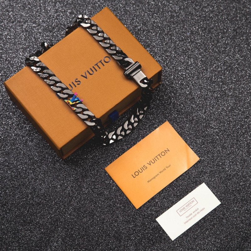 LV Sculpture Polished Chain Bracelet with Rainbow Letter Detail view