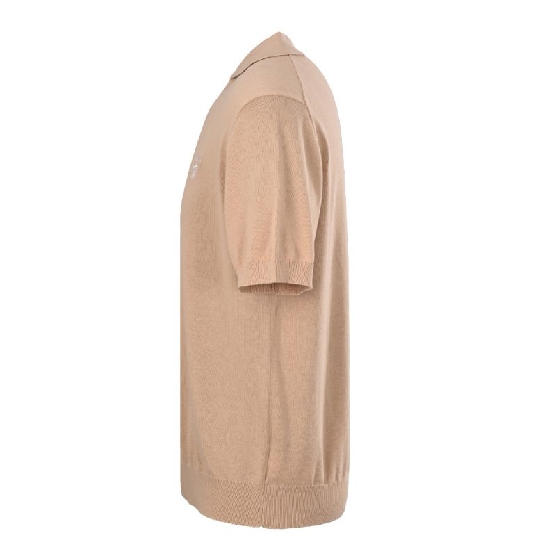 Beige Short Sleeve T-Shirt Dress with Embroidered Logo view