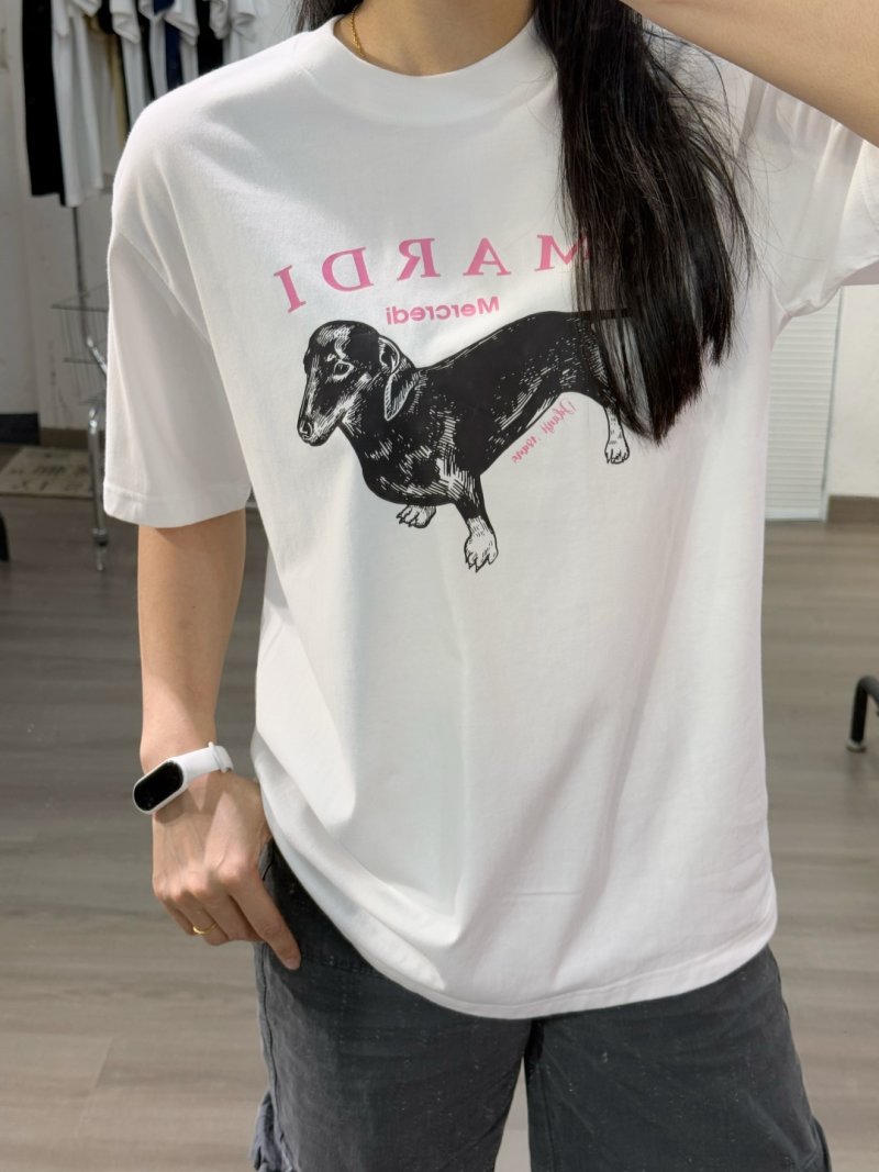Margiela Dachshund Dog Graphic White T-Shirt