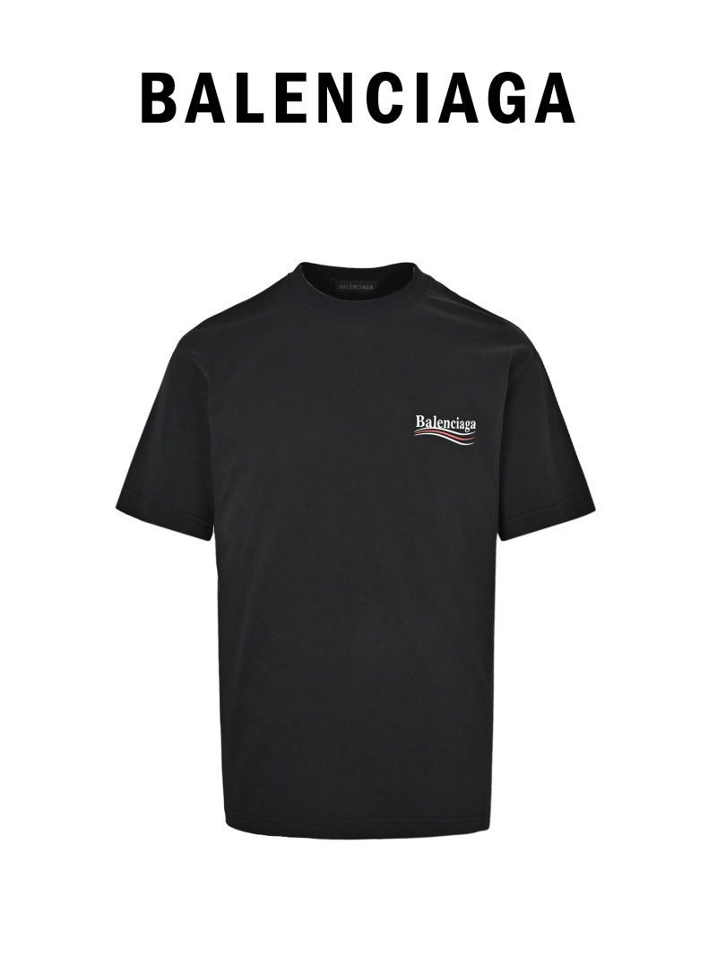Balenciaga Black Logo T-Shirt with Red Stripe view