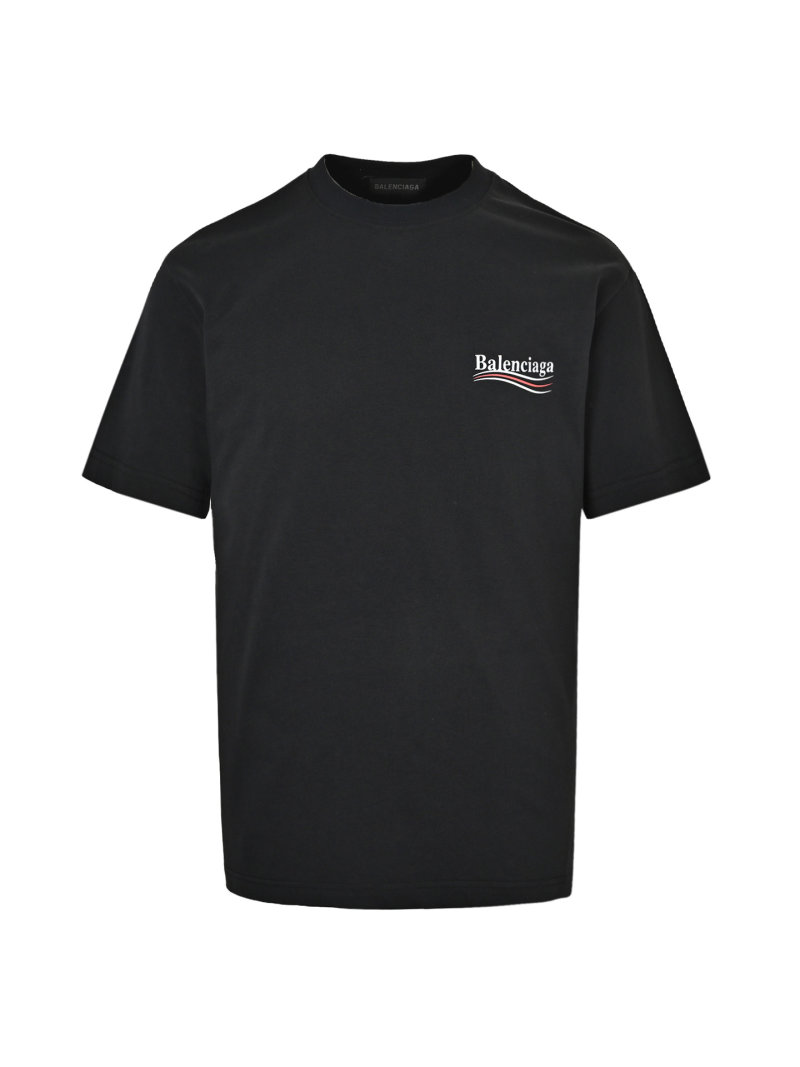 Balenciaga Black Logo T-Shirt with Red Stripe view