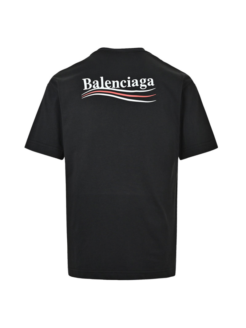 Balenciaga Black Logo T-Shirt with Red Stripe view
