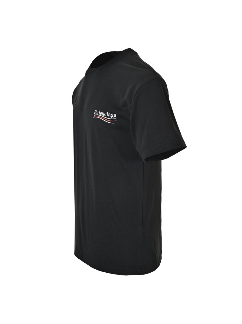Balenciaga Black Logo T-Shirt with Red Stripe view