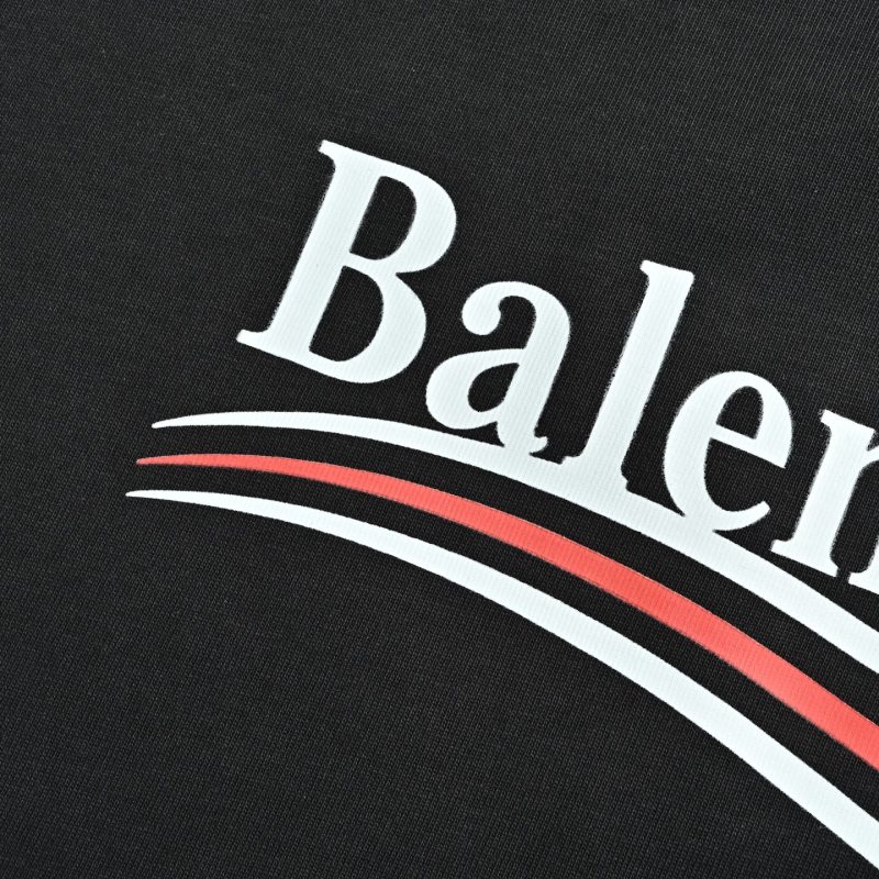 Balenciaga Black Logo T-Shirt with Red Stripe view