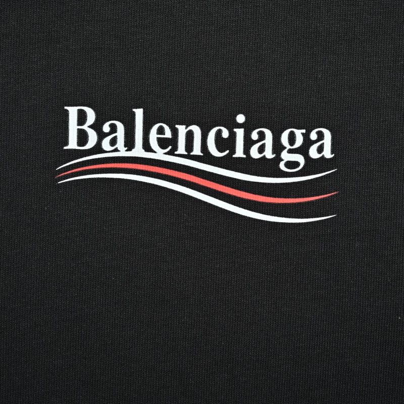 Balenciaga Black Logo T-Shirt with Red Stripe view