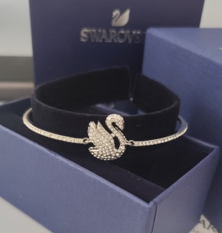 Swarovski Iconic Swan White Crystal Bangle Bracelet view 3