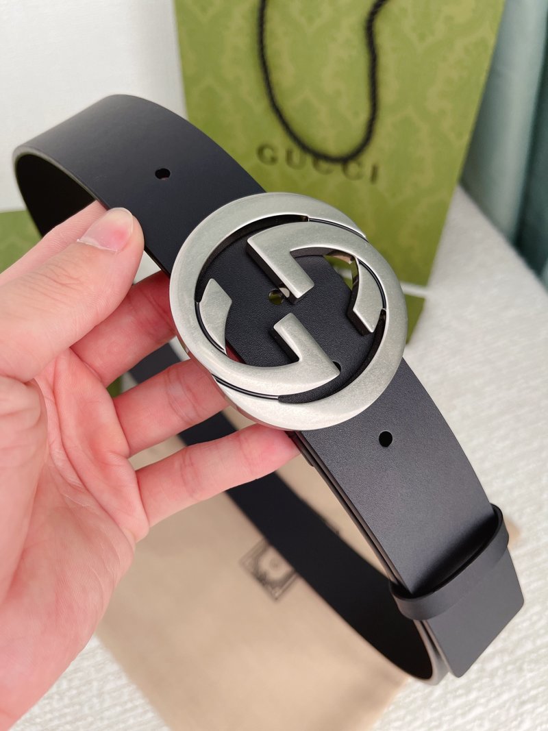 Gucci Double G Black Leather Belt 3.8cm view
