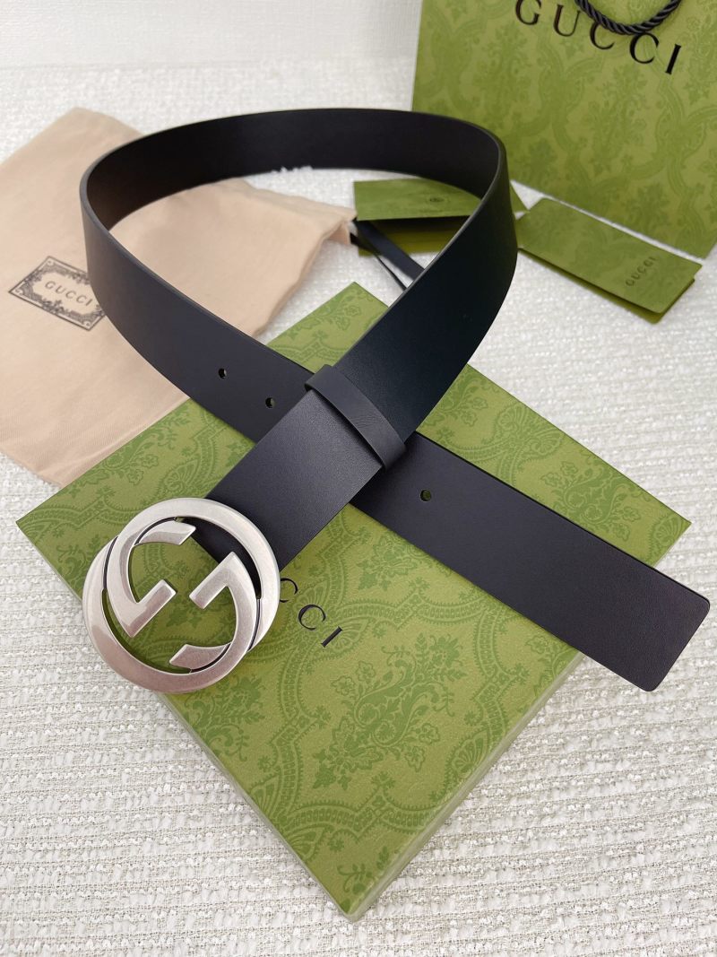 Gucci Double G Black Leather Belt 3.8cm view